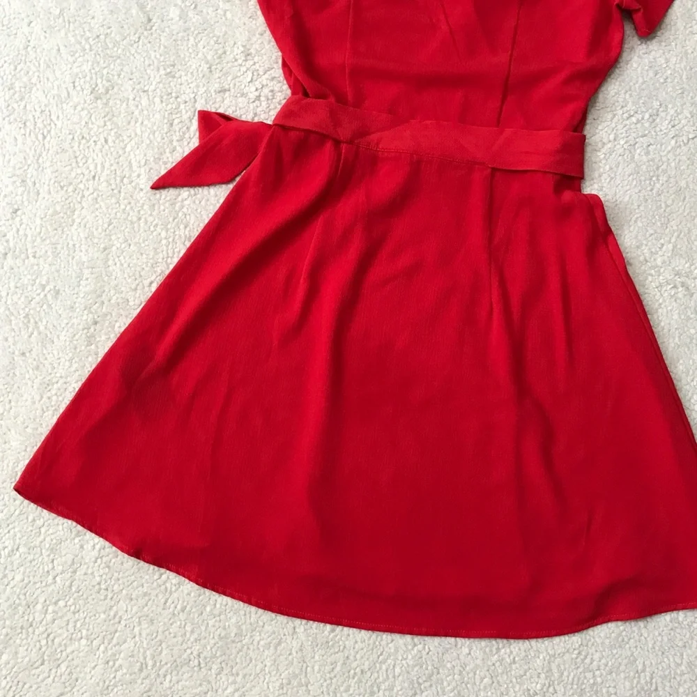 H&M Wrap Dress Short Sleeve Red Size 2